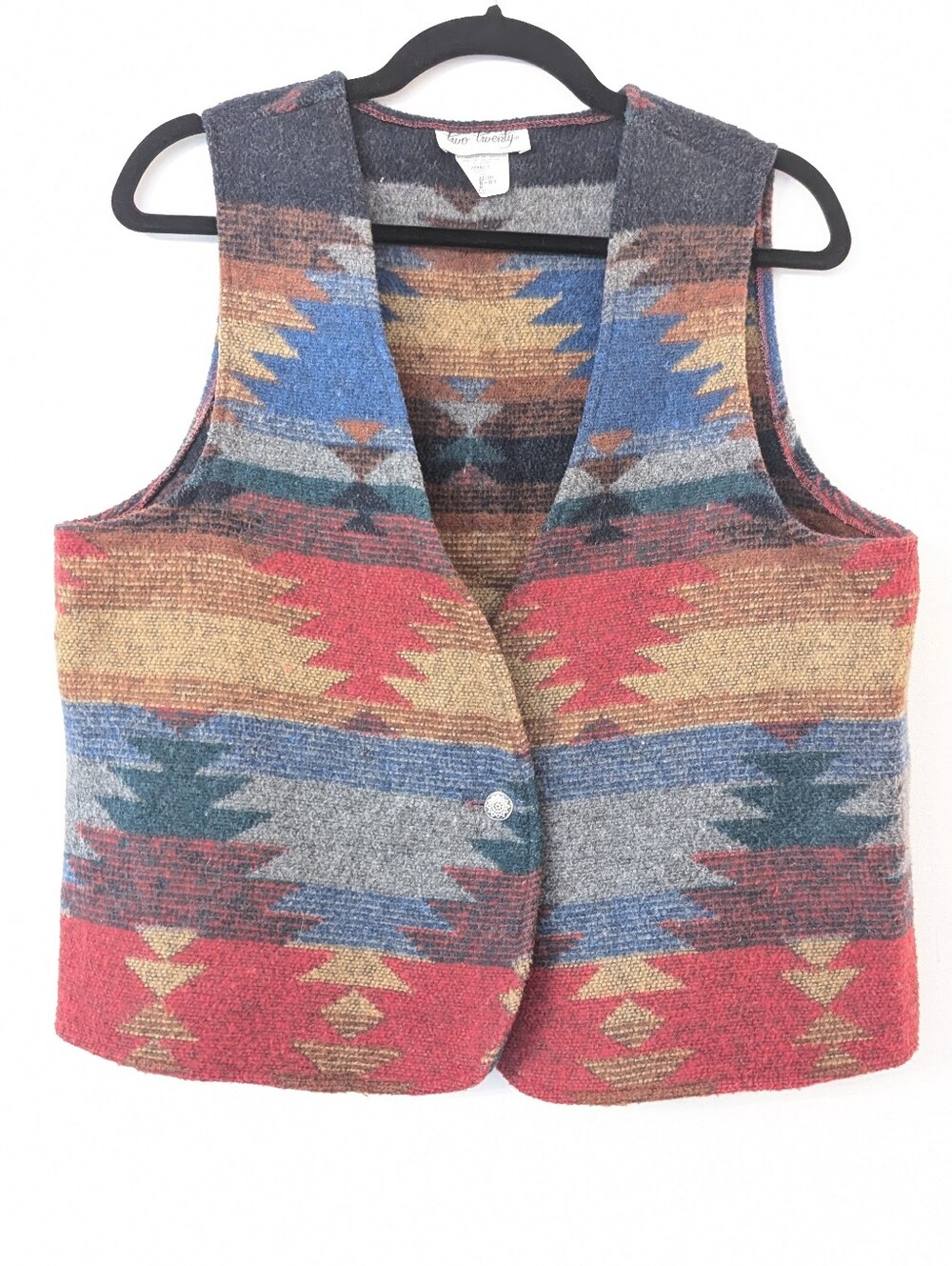 Vintage Two Twenty Southwestern Aztec Blanket Tapestry Vest Medium
